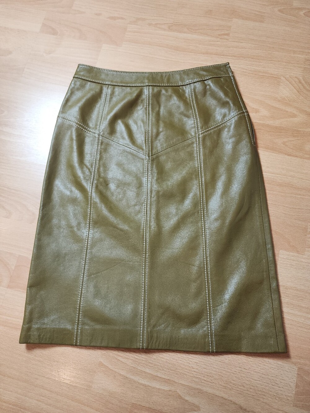 100% Genuine Leather Green Pencil Skirt Size 4 Jessica By Christopher L Vtg Y2k
